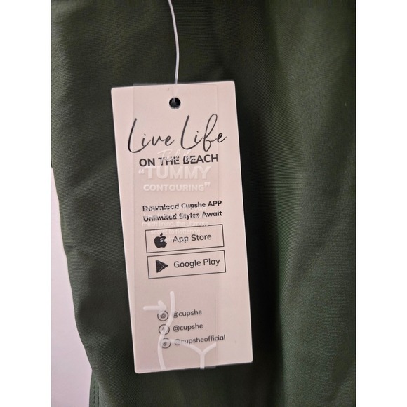 Cupshe Women's Tummy Contouring One Piece Swimsuit Olive Green Ruched Ties - Picture 1 of 1